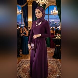 NWOT Elegant Purple Evening Small  Maxi Dress